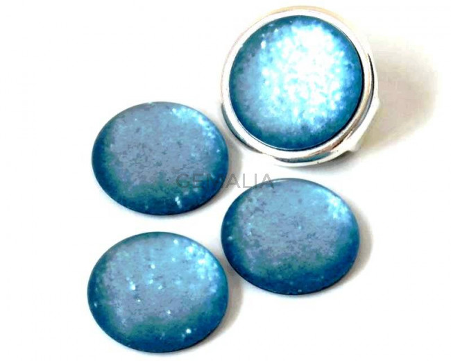 Resina POLARIS. Cabujon. 20mm. Azul turquesa mate brillantina. Calidad Superior