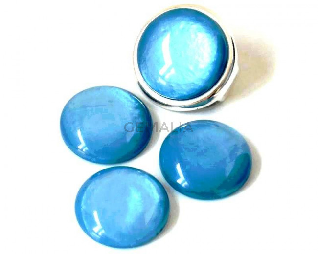Resina POLARIS. Cabujon. 20mm. Azul turquesa perla. Calidad superior