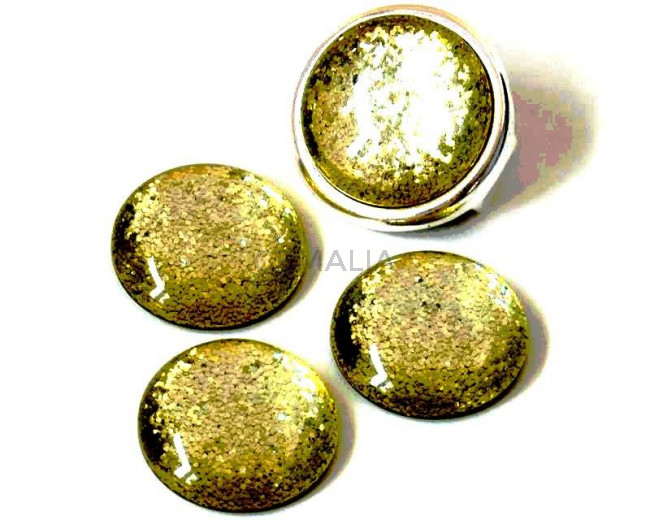 Resina POLARIS. Cabujon. 20mm. Amarillo claro brillantina. Calidad superior