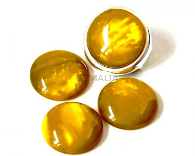 Resina POLARIS. Cabujon. 20mm. Oliva perla. Calidad superior