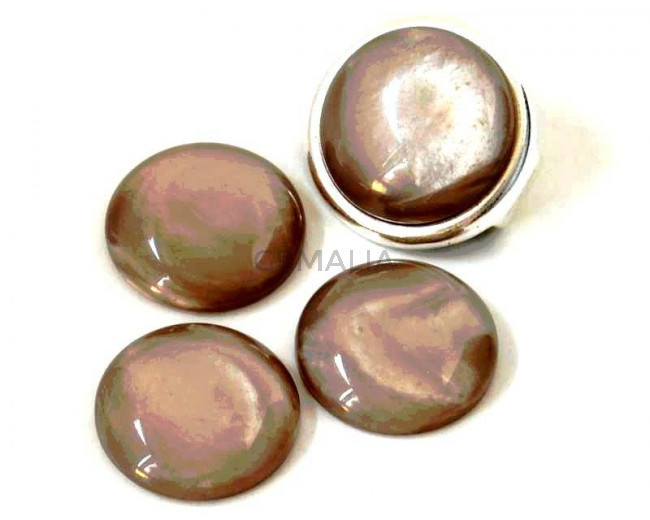 Resina POLARIS. Cabujon. 20mm. Gris claro perla. Calidad superior