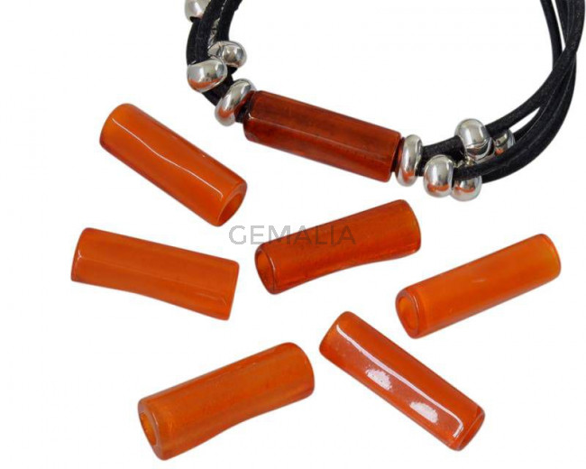 Resina. Tubo. 25x9mm. Naranja translucido. Int.5mm. Calidad superior