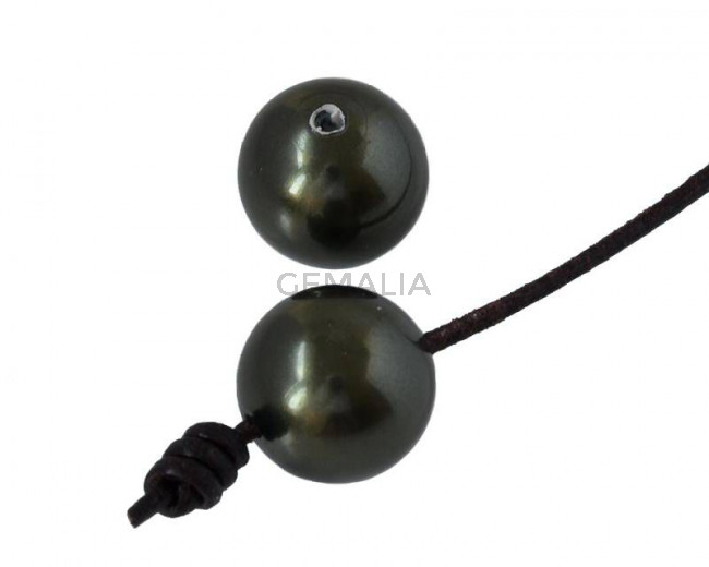 Perla SWAROVSKI 5817. 10mm. Verde oscuro. Int.1,2mm