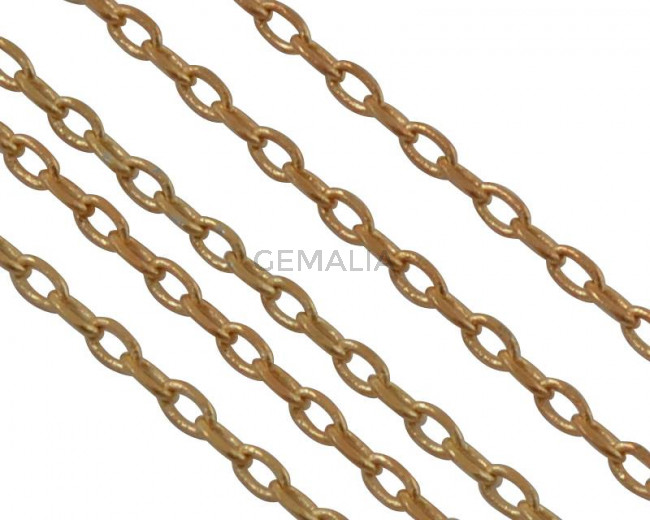 Cadena de laton eslabon 1,5x2,8mm. Dorado.