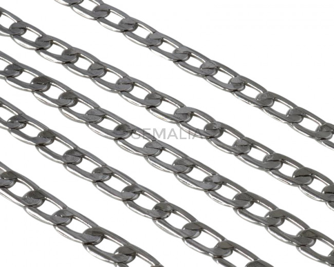 Cadena de laton plana 10x5,5mm. Plateado. 