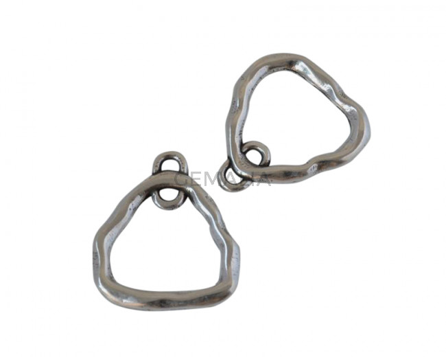 Accesorio pendiente de Zamak triangulo. 20x20mm. Plateado. Int.2mm