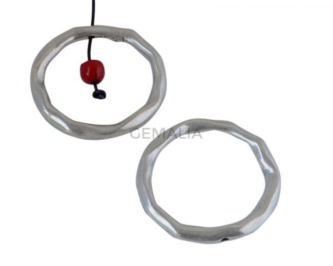 Arandela de Zamak con agujero. 39x39mm. Plateado. Int.1,5mm