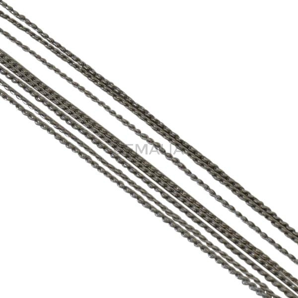 Cadena de laton 1mm. Plateado.