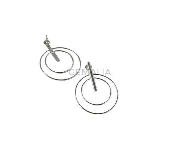 Laton. Pendiente aro 26-37mm. Plateado.