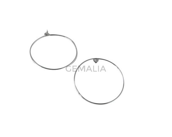 Laton. Pendiente aro 54mm. Plateado. 