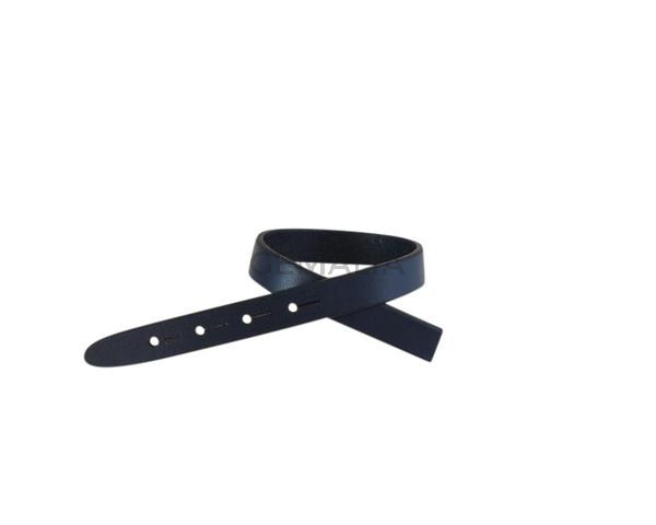 Tira de cuero para hebilla. 230x10mm. Azul marino-cantos negros. Calidad superior.