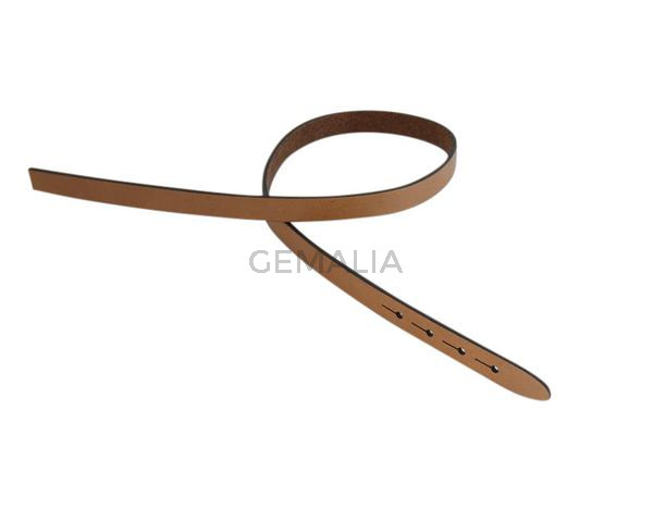 Tira de cuero para hebilla. 430x10mm. Marron claro-cantos negros. Calidad superior.
