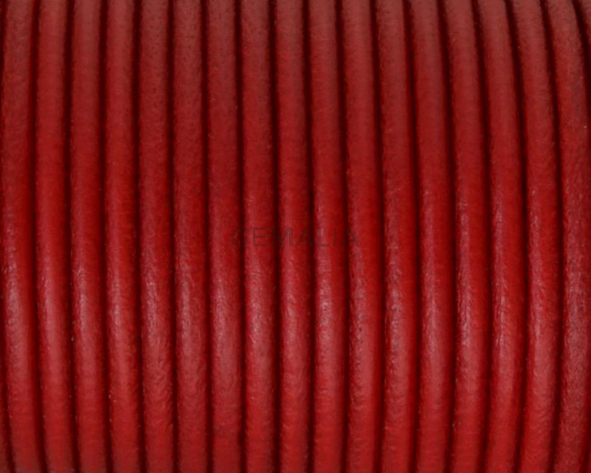 Cordon de cuero redondo 3mm. Rojo. Calidad superior.