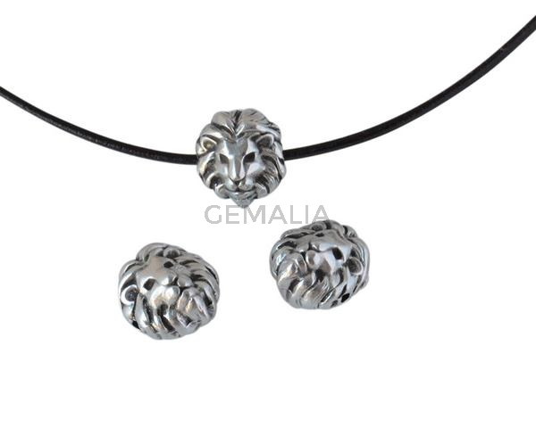 Entrepieza Cabeza de leon de Zamak 10x9,5mm. Plateado. Int.1,2mm