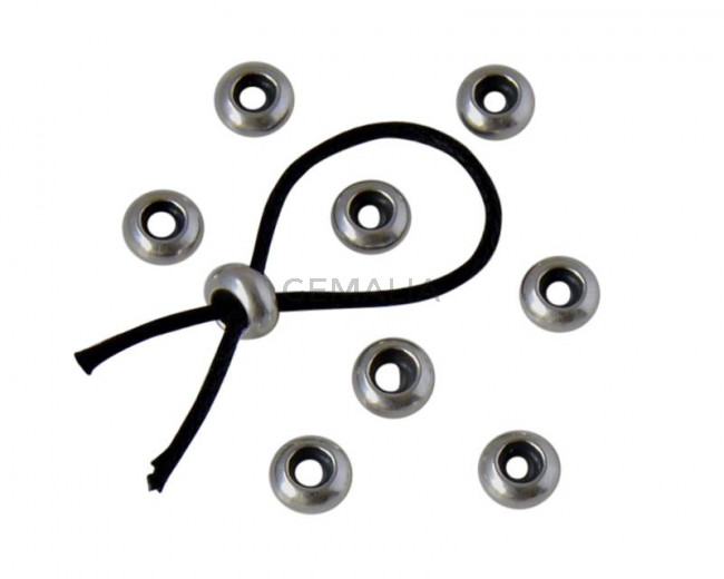 Rondel de laton con silicona 5,8x2,8mm. Plateado. Int.2mm