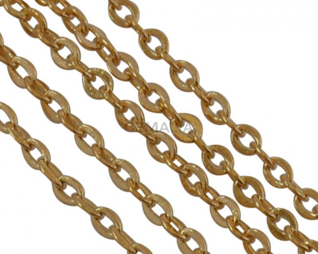 Cadena de Laton eslabon 1,6x1,2mm. Dorado.
