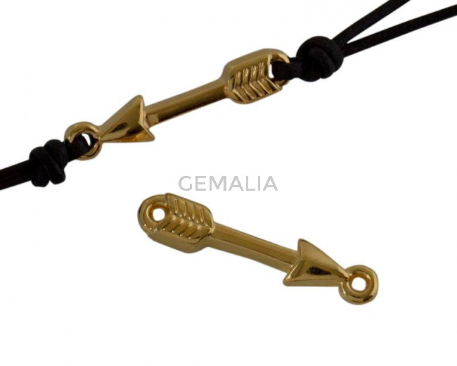 Conector de Zamak flecha 16x5mm. Dorado. Int.1,8mm