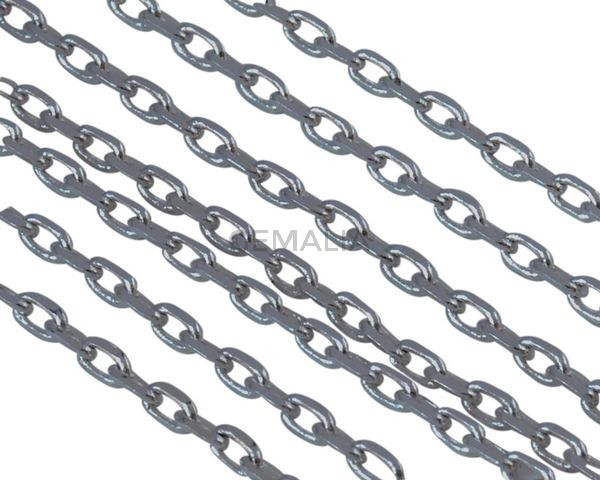Cadena oval de laton 2,5x1,5mm. Plata brillo.