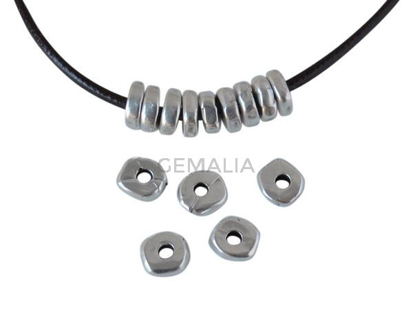 Rondel de Zamak. 5x1,8mm. Plateado. Int.1,5mm