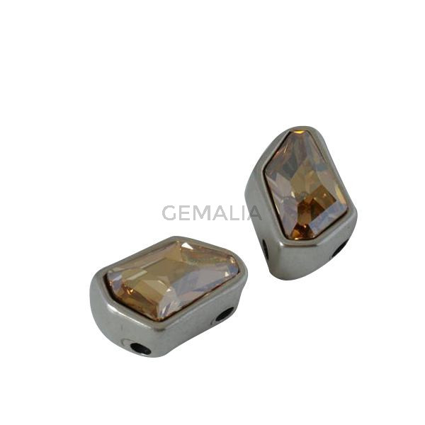 Entrepieza Swarovski y Zamak 21x14x11mm. Plateado-GSHA. Int 2,3mm