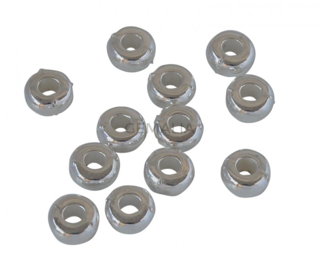 Rondel de Zamak. 6x2,5mm. Plateado. Int.2mm