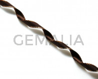 Lazo saten fantasia. 7mm. Marron. Calidad superior