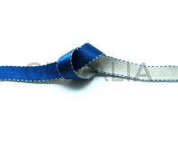 Lazo saten punteado. 10mm. Azul-gris claro. Reversible. Calidad Superior