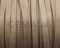 Cuero. Tira doblada. Plano 5x1,5mm. Beige Mate. Calidad superior