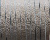 Cuero Plano 6x2mm. Micrograbado.Beige. Calidad Superior