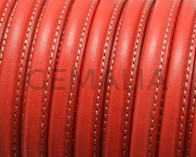 Cuero. Media caña. 10x5mm. Rojo. Calidad SuperiorInt.1,5mm