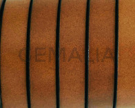 Cuero Plano 10x1,5mm. Marron claro 2-Cantos negros. Calidad superior