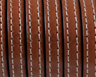 Cuero Plano cosido. 10x2mm. Marron medio. Calidad superior.