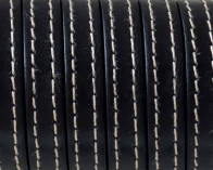Cuero Plano cosido. 10x2mm. Negro. Calidad superior.