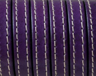 Cuero Plano cosido. 10x2mm. Morado. Calidad superior.