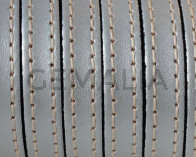 Cuero Plano cosido. 10x2mm. Plata metalizada. Calidad superior.