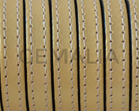 Cuero Plano cosido. 10x2mm. Oro metalizado. Calidad superior.