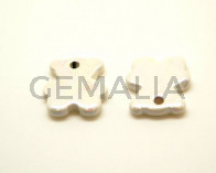Ceramica. Oso. 27x24mm.Blanco irisado.Int.3mm aprox.