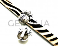 Escarabajo Zamak entrepieza. 35x43mm. Plateado. Int.20x5mm