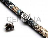 Entrepieza Moneda Zamak. Angelote. 14mm. Media caña. Plateado. Int.10x5mm