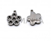 Acero inoxidable.Colgante.Flor.23x20x3mm.Int.2mm aprox.