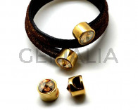 Terminal ZAMAK/SWAROVSKI media caña. Moneda. Oro-Golden Shadow