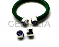 Terminal Zamak/SWAROVSKI regaliz. Moneda. Moneda.Plateado-violeta