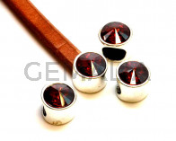 Terminal Zamak/SWAROVSKI regaliz. Moneda. Plateado-.Int.10x6mm