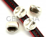 Entrepieza Moneda Zamak media caña. 14,5mm. Plateado. Int.10x5mm