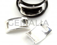 Zamak. Rectangulo. 47x30mm. Plateado. Int.14x4mm