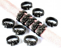 Entrepieza Zamak oval. 12x6mm. Plata negra. Int.10x7mm
