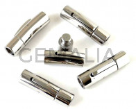 Acero inoxidable 316L. Cierre tubo. 28x8mm. Plateado. Int.5,2mm aprox.
