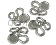 Zamak. Colgante. Serpiente. 34x33mm. Plateado. Int.piedra 12mm