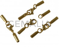 Acero inoxidable 304.  Terminal con mosqueton. 32x3x3mm.Dorado.Int.2mm