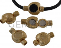 Cierre Zamak Imán corazon. SinPiedra. 31x20mm. Int.piedra 12mm. Dorado. Int.5mm